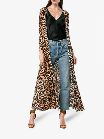 Shop We Are Leone Leopard Print Silk Jacket In Brown
