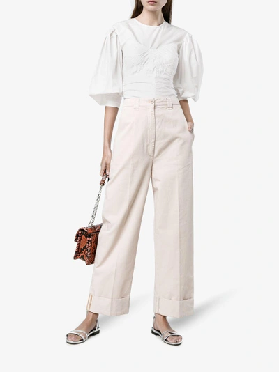 Shop Isabel Marant Cotton Blouse With Voluminous Sleeves In White