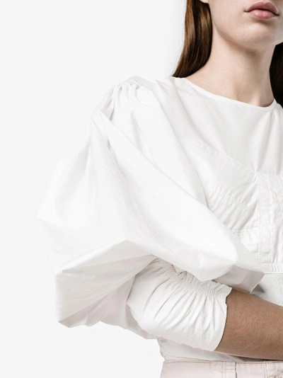 Shop Isabel Marant Cotton Blouse With Voluminous Sleeves In White
