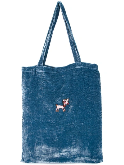 Shop Jupe By Jackie Embroidered Tote Bag - Blue