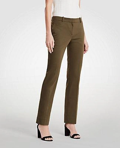 Shop Ann Taylor The Ankle Pant In Cotton Sateen In Tuscan Olive