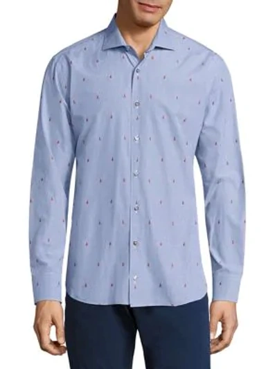 Shop Vilebrequin Jacquard Cotton Shirt In Navy White