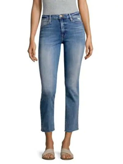 Shop Frame Le High Straight Raw Edge Jeans In Roxton