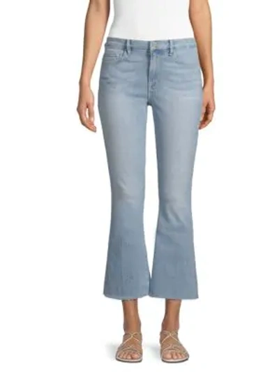 Shop Frame Le Cropped Mini Bootcut Jeans In Firefly