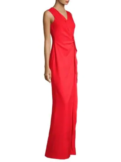 Shop Escada Grewa V-neck Ruffle Front Gown In Red