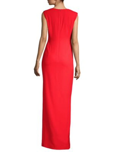 Shop Escada Grewa V-neck Ruffle Front Gown In Red