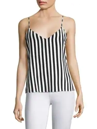 Shop L Agence Jane Striped Silk Tank Top In Black White