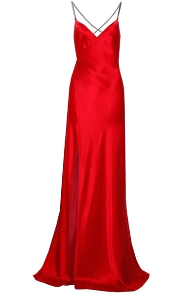 Shop Mason Wrap Gown With Chains Red Silk Charmeuse
