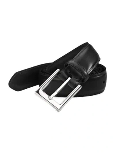Shop Saks Fifth Avenue Men's Collection Leather Belt In Black