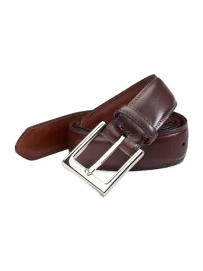 Shop Saks Fifth Avenue Men's Collection Leather Belt In Brown