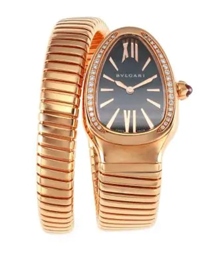 Shop Bvlgari Women's Serpenti Tubogas Rose Gold & Diamond Single Twist Watch