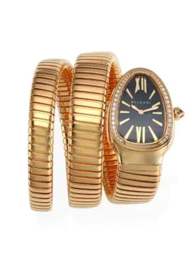 Shop Bvlgari Women's Serpenti Rose Gold & Diamond Double Twist Watch