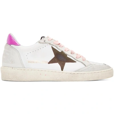Shop Golden Goose White Ball Star Sneakers In White Leath