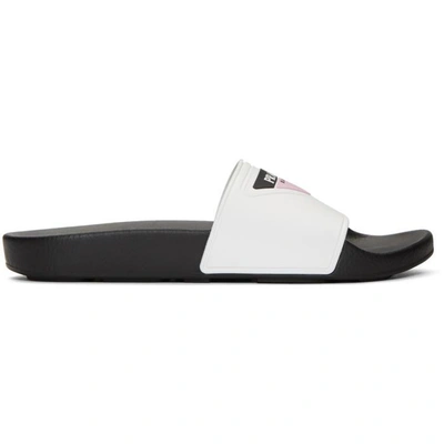 Shop Prada White Rubber Pool Slides