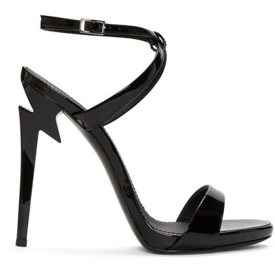 Shop Giuseppe Zanotti Black Patent Alien Sandals In 76816 Black