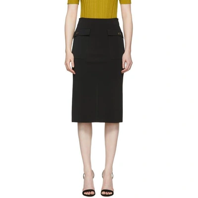 Shop Givenchy Black Knit Gold Button Pencil Skirt