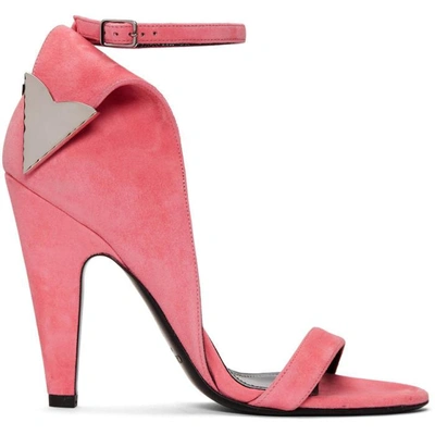 Shop Calvin Klein 205w39nyc Pink Suede Leititia Sandals In Blush