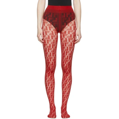 Shop Fendi Tights In Red