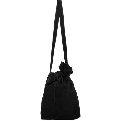 Shop Yohji Yamamoto Black Linen Drawstring Bag In 2 Black