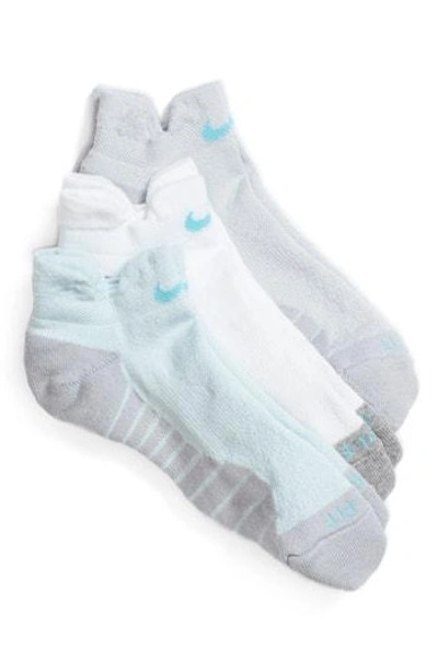 Shop Nike Dry 3-pack Cushioned Low Cut Socks In White/ Wolf Grey/ Anthracite