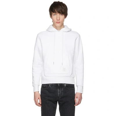 Shop Thom Browne White Stripe Hoodie In 100 White