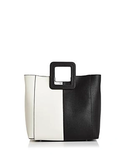 Shop Tmrw Studio Antonio Block Leather Satchel In Black/bone/silver