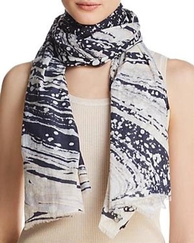 Shop Lola Rose Marble Heart Print Scarf In Gray/navy