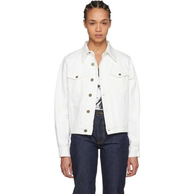 Shop Calvin Klein 205w39nyc White Denim Double Disaster Jacket