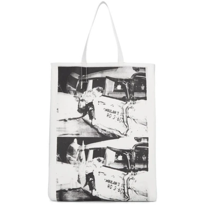 Shop Calvin Klein 205w39nyc White Ambulance Disaster Soft Tote In White Black