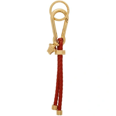 Shop Versace Red And Gold Logo Keychain In D61o Red/go