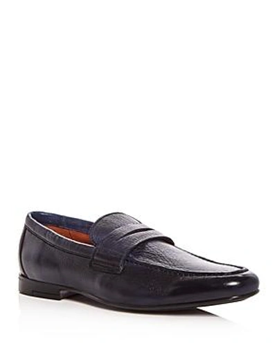 Shop Gordon Rush Men's Connery Leather Moc Toe Penny Loafers In Navy