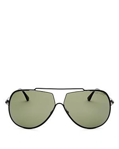 Shop Tom Ford Men's Chase Brow Bar Aviator Sunglasses, 69mm In Black