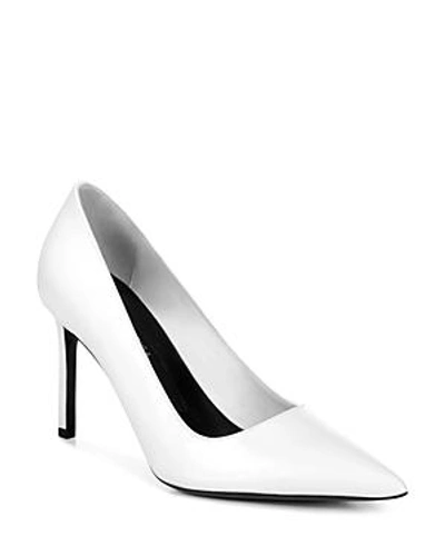 Shop Via Spiga Women's Nikole Leather Pointed Toe High Heel Pumps In White