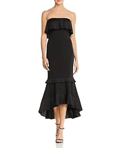 Shop Aidan Mattox Strapless High/low Dress In Black