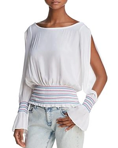 Shop Ramy Brook Nellie Slit-sleeve Top In Ivory