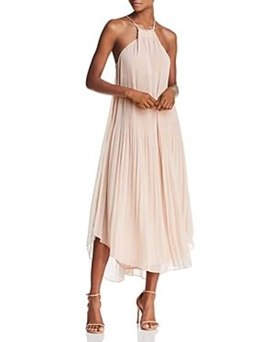 Ramy Brook Catalina Pleated Georgette Halter Midi Dress Blush ModeSens