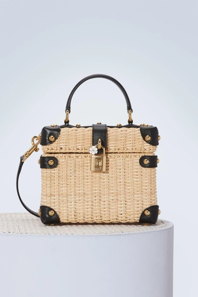Shop Dolce & Gabbana Dolce Box Straw Bag In Natural