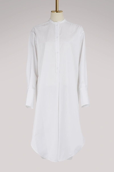 Shop Ports 1961 Long Sleeve Cotton Dress In 110-optic White