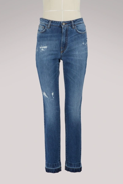 Shop Dolce & Gabbana Heart Skinny Jeans In Blue