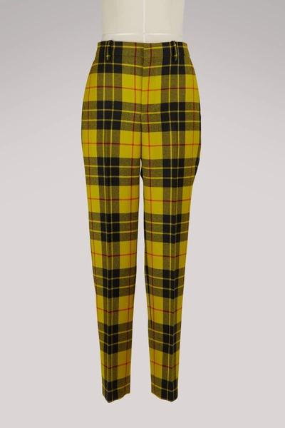 Shop Balenciaga Tartan Pants In Yellow