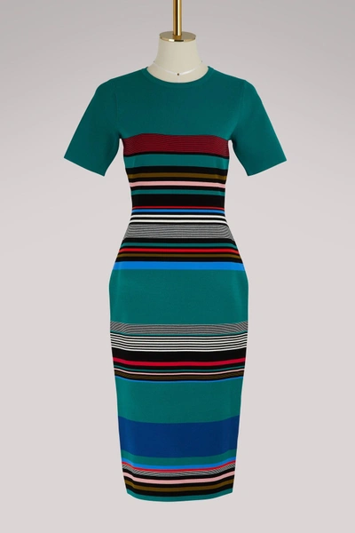 Shop Diane Von Furstenberg Short Sleeve Midi Dress In Juniper Multi