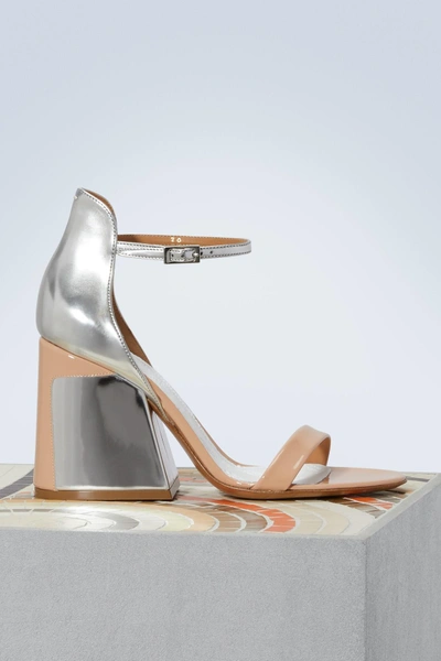 Shop Maison Margiela High-heeled Sandals In Silver/nude