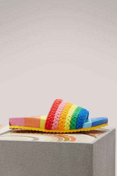 Shop Mira Mikati Leather Sandals With Rainbow Mesh In Multicolor