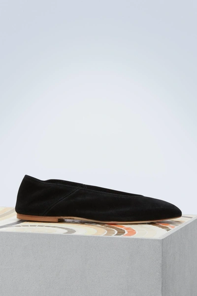 Shop Soloviere Zoé Suede Flats In Black