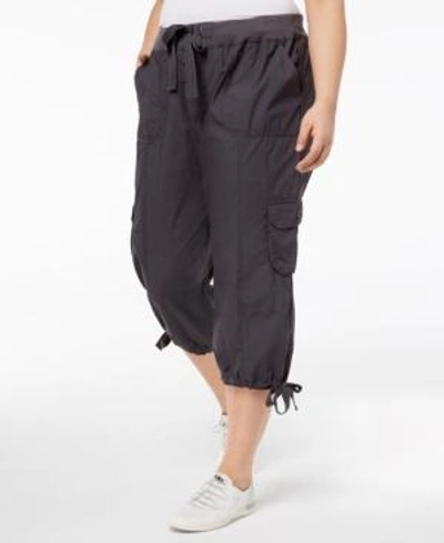 Shop Calvin Klein Performance Tie-waist Cropped Cargo Pants In Charcoal