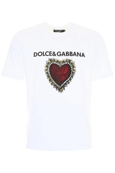Dolce & Gabbana Printed T-shirt In Cuore Sacro Fdo Biancobianco | ModeSens