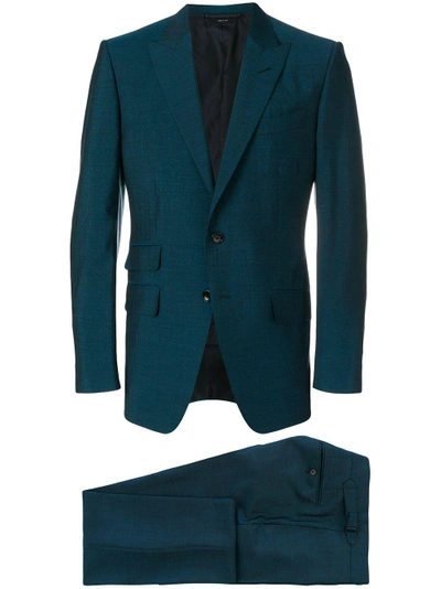 Shop Tom Ford Sharkskin Single Breasted Suit - Blue