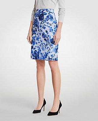 floral striped pencil skirt
