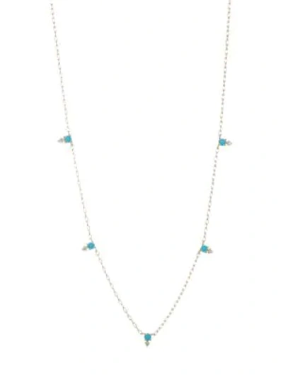 Shop Ila Devere Turquoise & Diamond Necklace In Yellow Gold