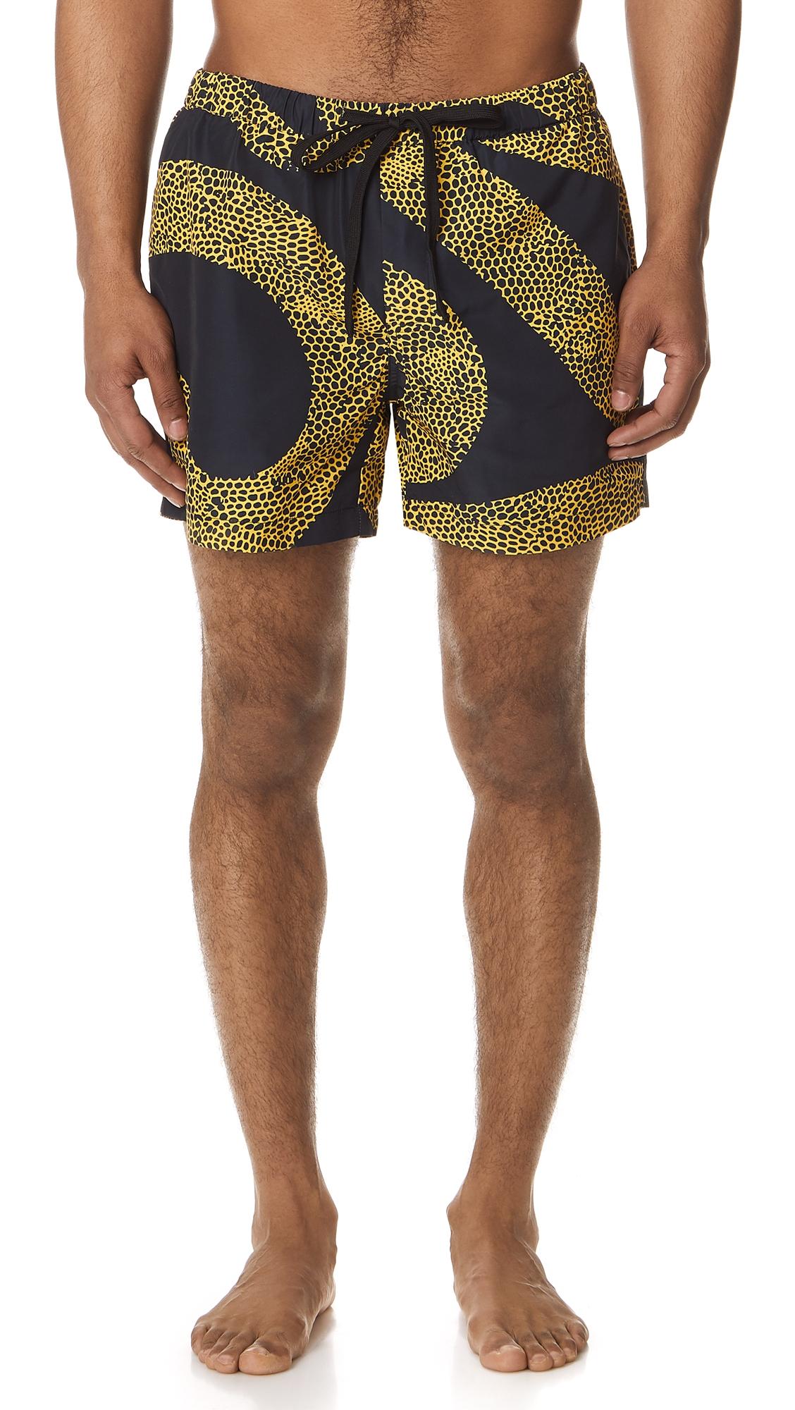 black and gold swim shorts